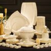 52 Piece Dinner Sets Luxury Jingdezhen Ceramic Bone Porcelain Dinnerware Set Gold Rim High End